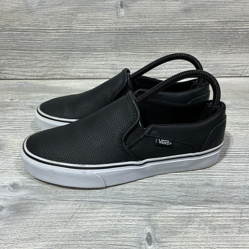 Vans Asher Perforated Womens Slip On Casual Sneakers Shoes Size 7.5 Black 721356